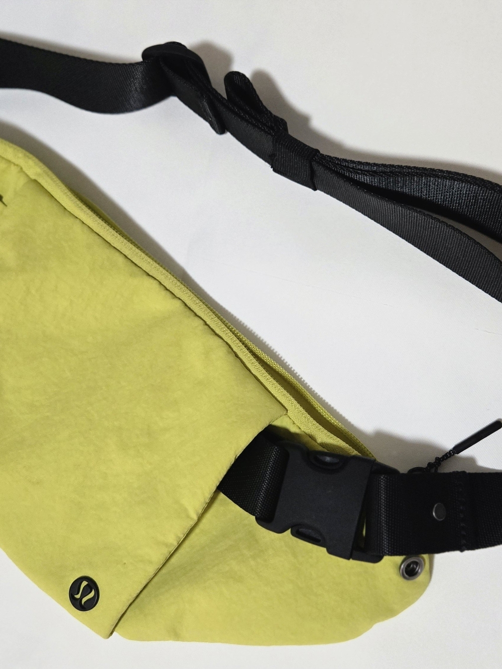 lululemon athletica Lime Yellow Belt Sling Bag with Black Strap